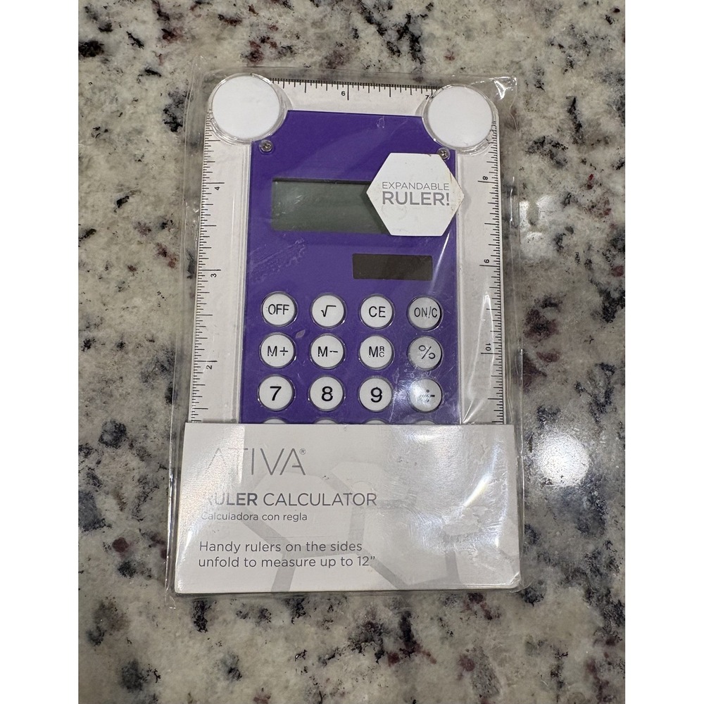 Ativa Ruler Calculator Expandable Ruler purple Color Brand New.....